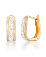 Load image into Gallery viewer, 14K Yellow Gold over Sterling Silver_1/4 CT. T.W. Simulated Diamond Wide Oval Huggie Hoop Earrings_I_Heart_1