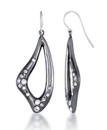 Load image into Gallery viewer, Black Gold Tone_1/8 CT. T.W. Simulated Diamond Freeform Teardrop Dangle Earrings_I_Heart_3