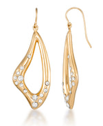 Load image into Gallery viewer, Yellow Gold Tone_1/8 CT. T.W. Simulated Diamond Freeform Teardrop Dangle Earrings_I_Heart_1