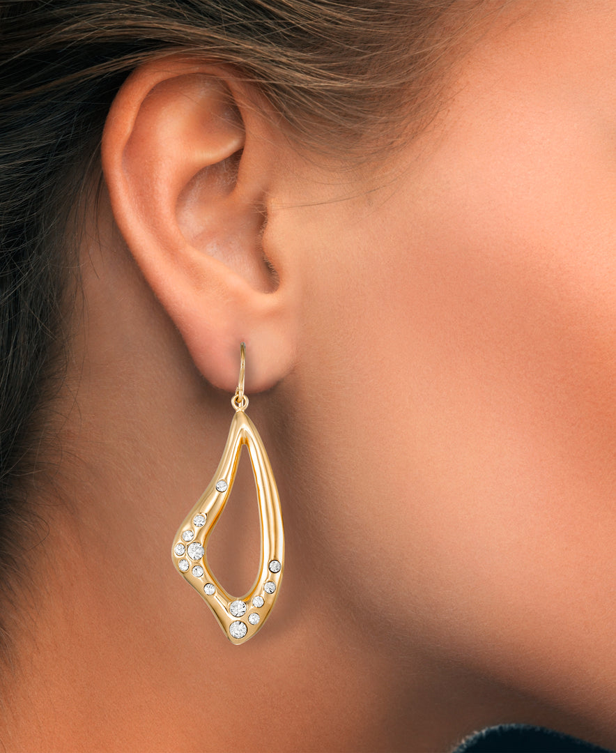 Yellow Gold Tone_1/8 CT. T.W. Simulated Diamond Freeform Teardrop Dangle Earrings_I_Heart_1