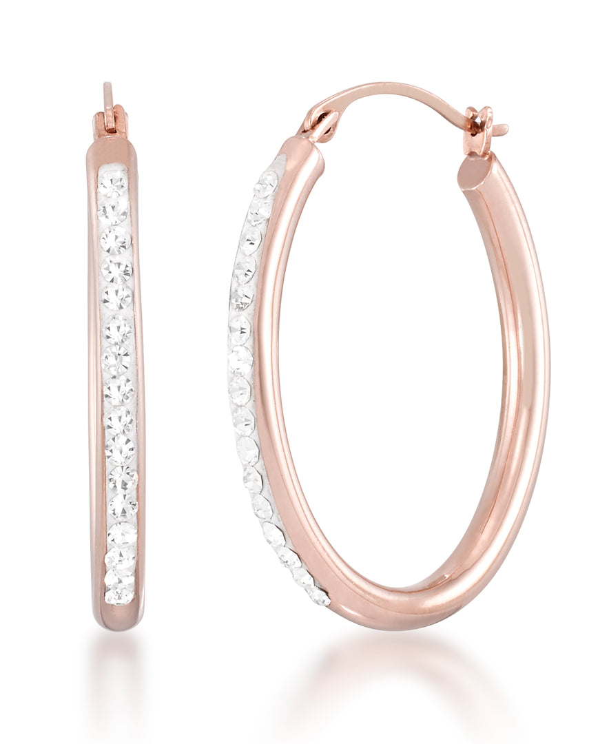 14K Rose Gold over Sterling Silver_1/8 CT. T.W. Simulated Diamond Oval Hoop Earrings_I_Heart_1