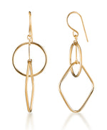 Load image into Gallery viewer, Yellow-Gold_14K Gold High Polished Geometric Drop  Earrings - iHeart Jewels_I_Heart_1