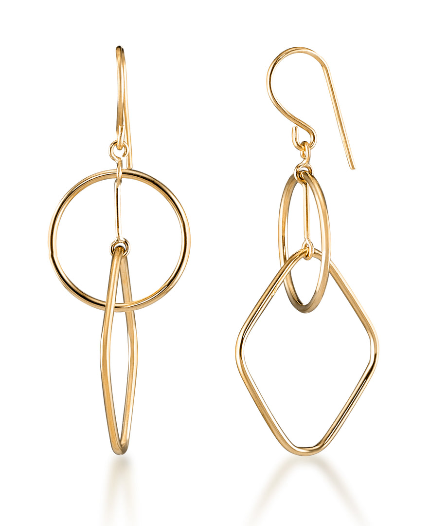 Yellow-Gold_14K Gold High Polished Geometric Drop  Earrings - iHeart Jewels_I_Heart_1