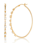 Load image into Gallery viewer, 14K Yellow Gold over Sterling Silver_2 CT. T.W. Simulated Diamond Multiple Solitaire Oval Hoop Earrings_I_Heart_1