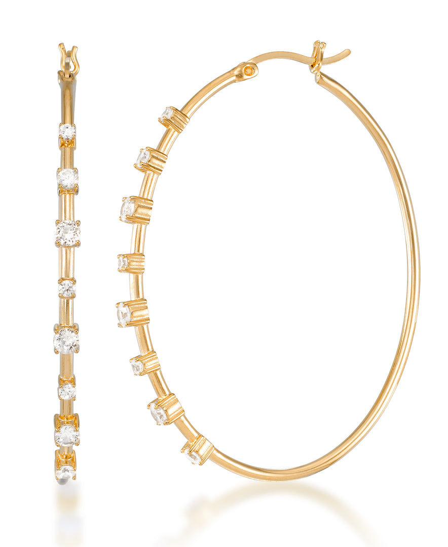 14K Yellow Gold over Sterling Silver_2 CT. T.W. Simulated Diamond Multiple Solitaire Oval Hoop Earrings_I_Heart_1