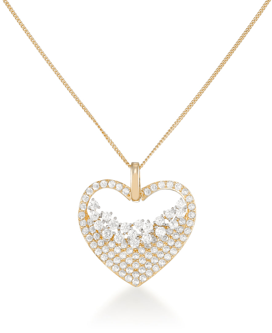 14K Yellow Gold over Sterling Silver_4 1/4 CT. T.W. Simulated Diamond Radiant Heart Pendant in Platinum over Sterling Silver, 18"_I_Heart_1