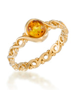 Load image into Gallery viewer, 18K Yellow Gold over Sterling Silver 18K Yellow Gold over Genuine Honey Amber Petite Cabochon Ring_I_Heart_1