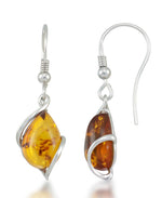 Load image into Gallery viewer, Sterling Silver_Amber Rosa™  Genuine Amber Teardrop Dangle Earrings I_Heart_2
