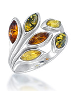 Load image into Gallery viewer, Sterling Silver_Amber Rosa™  Genuine Multicolor Amber Autumn Leaves Ring_I_Heart_1