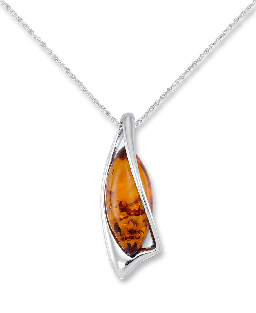 Sterling Silver_Cognac Amber_Amber Rosa™ Genuine Amber Calla Lily Pendant, 18"_I_Heart_1