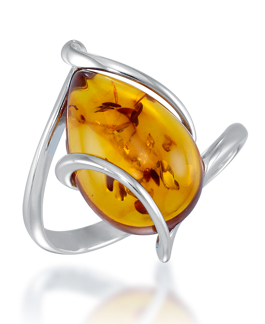 Sterling Silver_Amber Rosa™ Genuine Amber Teardrop Ring_I_Heart_1