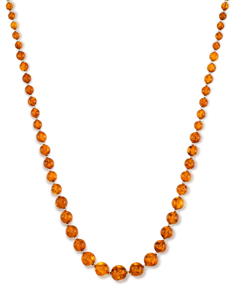 Sterling Silver_Amber Rosa™ Genuine Cognac Amber Bead Necklace_I_Heart_1