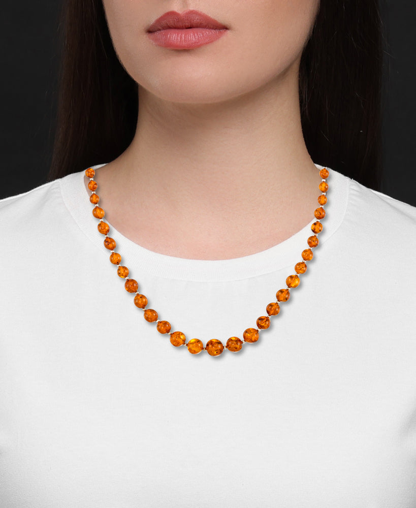 Sterling Silver_Amber Rosa™ Genuine Cognac Amber Bead Necklace_I_Heart_1