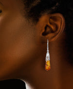 Load image into Gallery viewer, Sterling Silver_Amber Rosa™ Genuine Cognac Amber Graduated Waterfall Drop Earrings_I_Heart_1