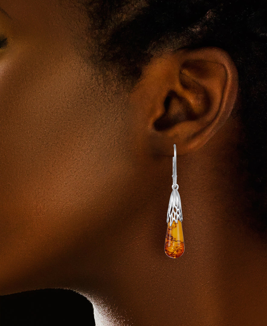 Sterling Silver_Amber Rosa™ Genuine Cognac Amber Graduated Waterfall Drop Earrings_I_Heart_1