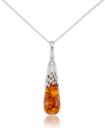 Load image into Gallery viewer, Sterling Silver_Amber Rosa™ Genuine Cognac Amber Graduated Waterfall Pendant, 18"_I_Heart_1
