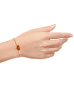 Load image into Gallery viewer, 18K Yellow Gold over Sterling Silver_Amber Rosa™ Genuine Cognac Amber Hamsa Bolo Bracelet_I_Heart_1
