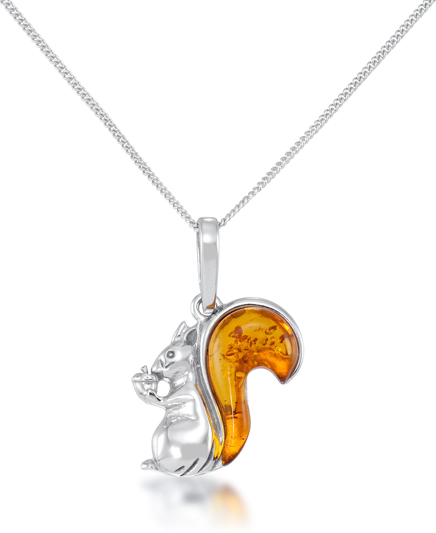 Sterling Silver_Amber Rosa™ Genuine Cognac Amber Squirrel Pendant, 18"_I_Heart_1