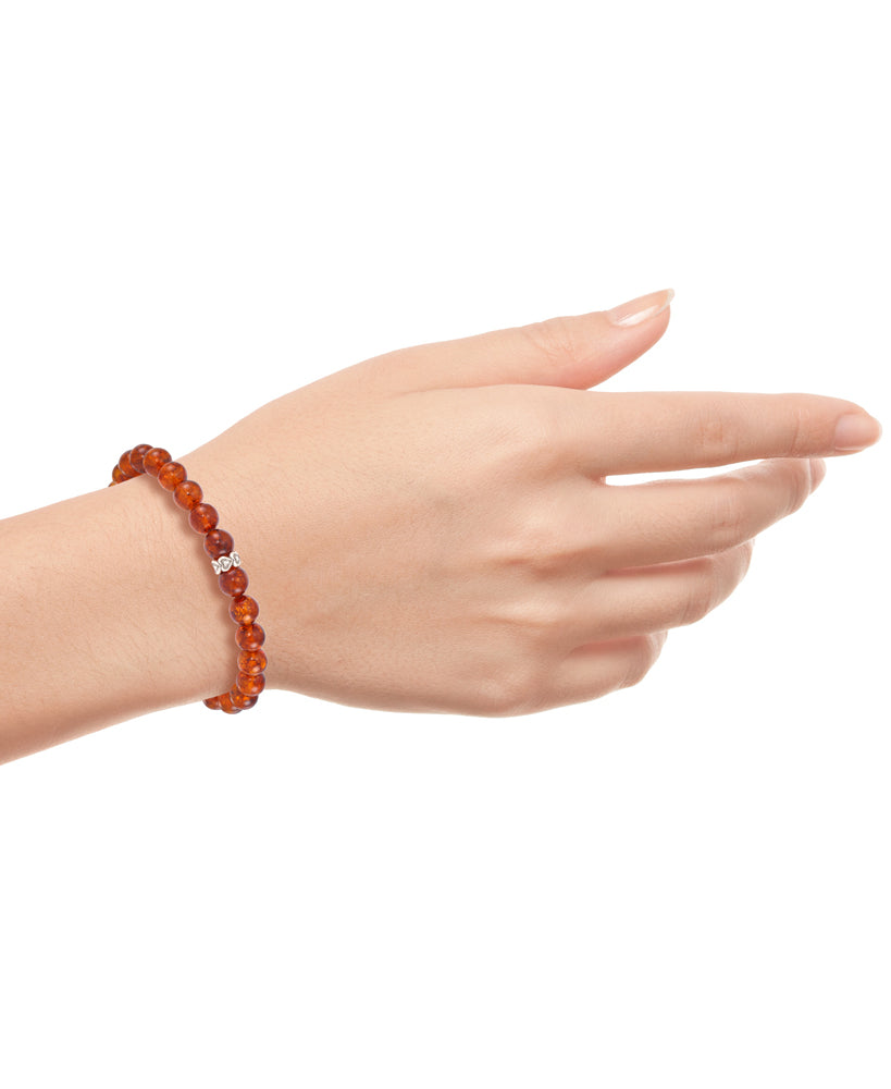 Sterling Silver_Amber Rosa™ Genuine Cognac Amber Stretchy Bead Bracelet_I_Heart_1