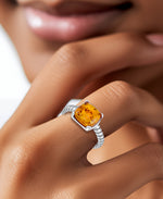 Load image into Gallery viewer, Sterling Silver_Amber Rosa™ Genuine Honey Amber Cabochon Ring_iheartjewels_I_Heart_1