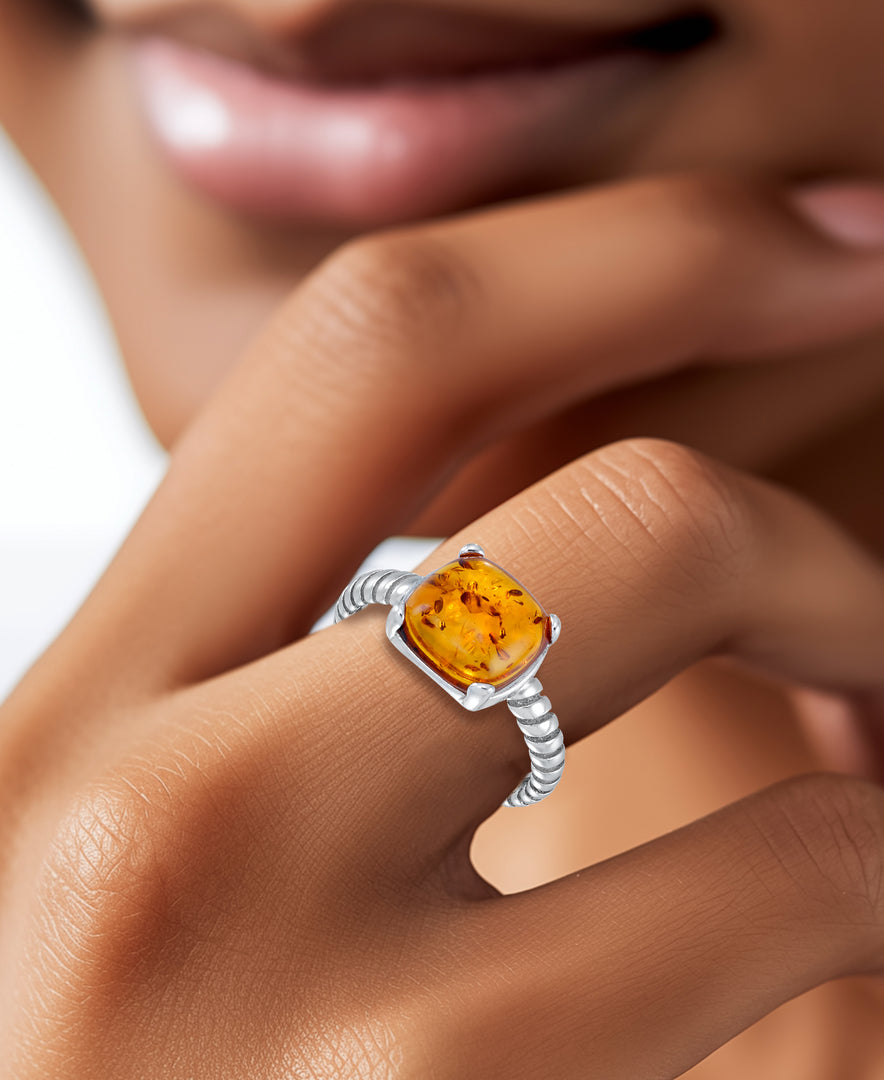 Sterling Silver_Amber Rosa™ Genuine Honey Amber Cabochon Ring_iheartjewels_I_Heart_1