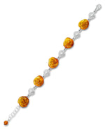 Load image into Gallery viewer, Sterling Silver_Amber Rosa™ Genuine Honey Amber Carved Roses Bracelet, 7" + 1" Extender_I_Heart_1