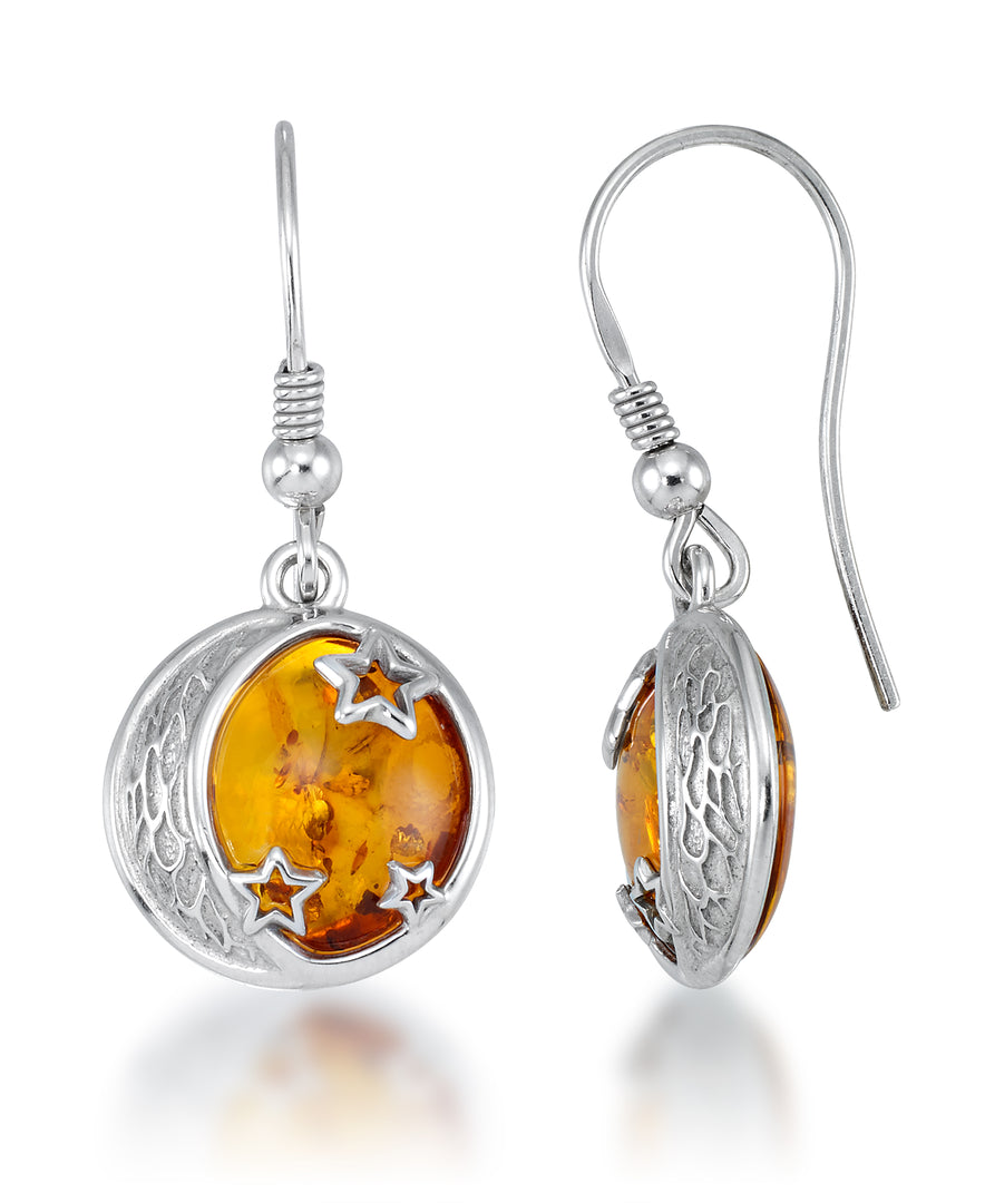 Sterling Silver_Amber Rosa™ Genuine Honey Amber Celestial Dangle Earrings_I_Heart_1