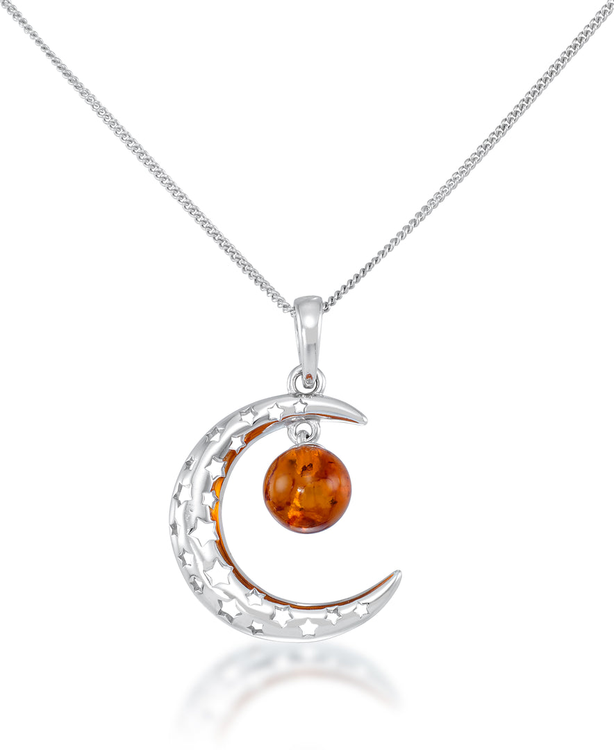 Sterling Silver_Amber Rosa™ Genuine Honey Amber Celestial Pendant, 18"_I_Heart_1
