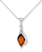 Load image into Gallery viewer, Sterling Silver_Amber Rosa™ Genuine Honey Amber Modern Pendant, 18"_I_Heart_1