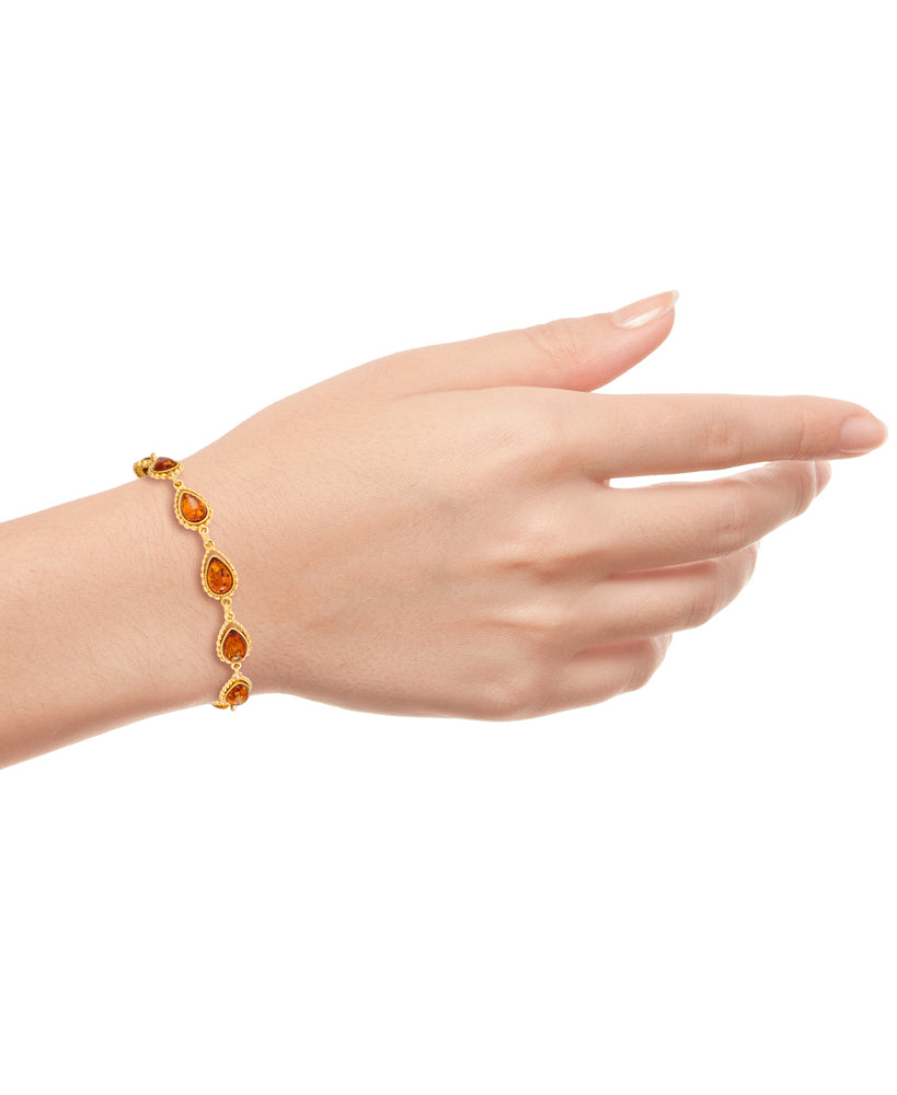 18K Yellow Gold over Sterling Silver_Amber Rosa™ Sterling Silver  Genuine Honey Amber Multi Teardrop Bracelet_I_Heart_1