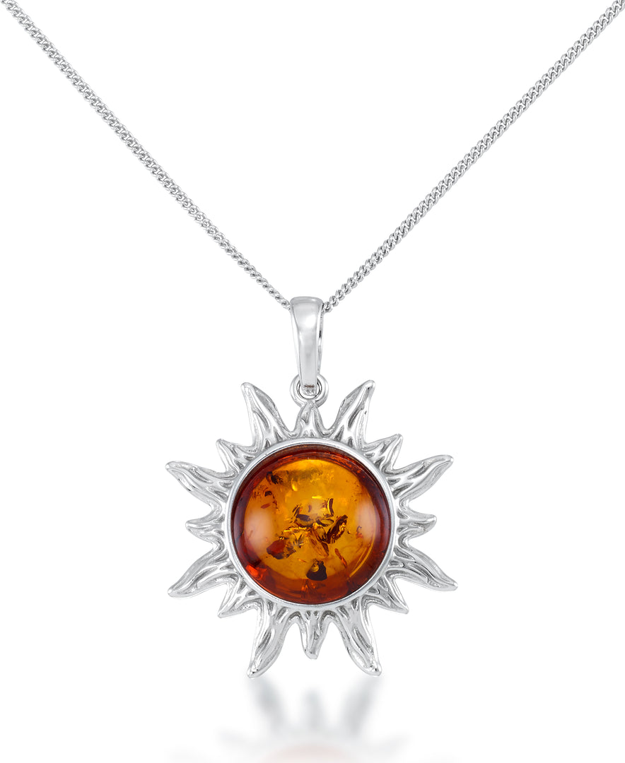 Sterling Silver_Amber Rosa™ Genuine Honey Amber Sun Motif Pendant, 18"_I_Heart_1