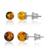 Load image into Gallery viewer, Sterling Silver_Amber Rosa™ Genuine Honey and Lemon Amber Ball Stud Set_I_Heart_1