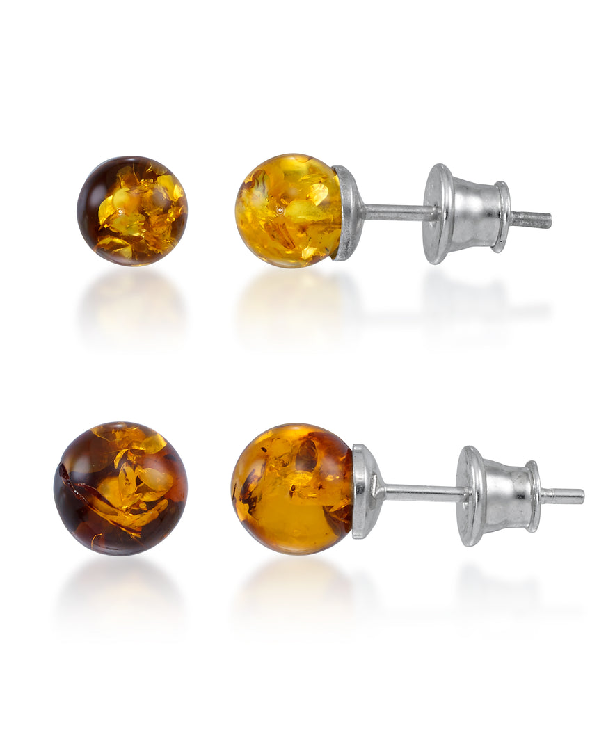 Sterling Silver_Amber Rosa™ Genuine Honey and Lemon Amber Ball Stud Set_I_Heart_1