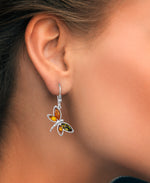 Load image into Gallery viewer, Sterling Silver_Amber Rosa™ Genuine Multi Color Amber Firefly Dangle Earrings_I_Heart_1