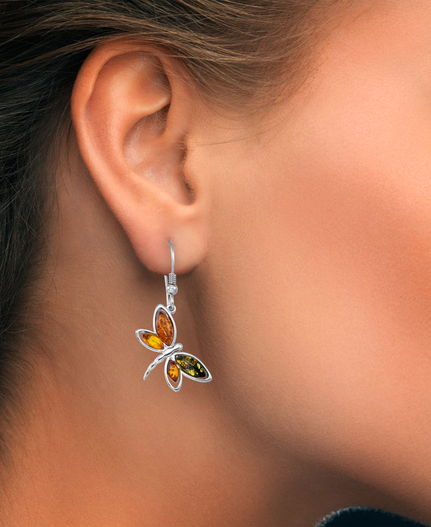 Sterling Silver_Amber Rosa™ Genuine Multi Color Amber Firefly Dangle Earrings_I_Heart_1