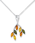 Load image into Gallery viewer, Sterling Silver_Amber Rosa™ Genuine Multi Color Amber Leaf Motif Earrings_I_Heart_1