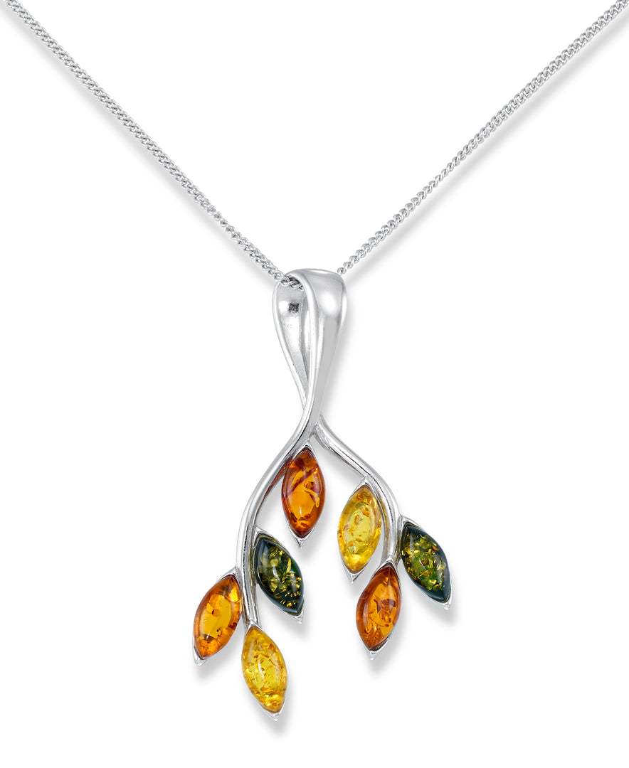 Sterling Silver_Amber Rosa™ Genuine Multi Color Amber Leaf Motif Earrings_I_Heart_1