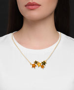 Load image into Gallery viewer, 18K Yellow Gold over Sterling Silver_Amber Rosa™ Genuine Multi Color Amber Star Cluster necklace_I_Heart_1