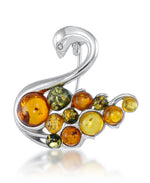 Load image into Gallery viewer, Sterling Silver_Amber Rosa™ Genuine Multi Color Amber Swan Broach_I_Heart_1