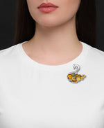 Load image into Gallery viewer, Sterling Silver_Amber Rosa™ Genuine Multi Color Amber Swan Broach_I_Heart_1