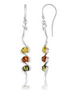 Load image into Gallery viewer, Sterling Silver_Amber Rosa™ Genuine Multi Color Amber Swirl Dangle Earrings_I_Heart_1