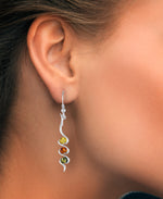 Load image into Gallery viewer, Sterling Silver_Amber Rosa™ Genuine Multi Color Amber Swirl Dangle Earrings_I_Heart_1