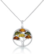 Load image into Gallery viewer, Sterling Silver_Amber Rosa™ Genuine Multi Color Amber Tree of Life Pendant, 18"_I_Heart_1