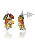 Load image into Gallery viewer, Sterling Silver_Amber Rosa™ Genuine Multicolor Amber Leaf Earrings_I_Heart_1