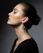 Load image into Gallery viewer, Black Gold Tone_1/8 CT. T.W. Simulated Diamond Freeform Teardrop Dangle Earrings_I_Heart_3