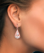 Load image into Gallery viewer, Rose Gold Tone_1/8 CT. T.W. Simulated Diamond Cascading Teardrop Dangle Earrings_I_Heart_3