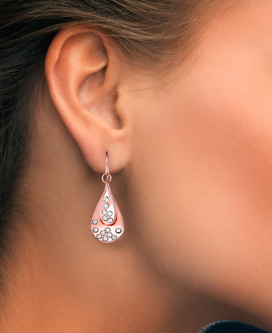 Rose Gold Tone_1/8 CT. T.W. Simulated Diamond Cascading Teardrop Dangle Earrings_I_Heart_3
