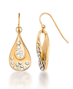 Load image into Gallery viewer, Yellow Gold Tone_1/8 CT. T.W. Simulated Diamond Cascading Teardrop Dangle Earrings_I_Heart_1