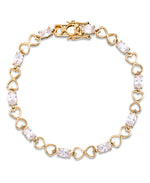 Load image into Gallery viewer, Yellow Gold Tone_CT. T.W. Simulated Diamond Double Hearts Tennis Bracelet , 7.5"_I_Heart_1