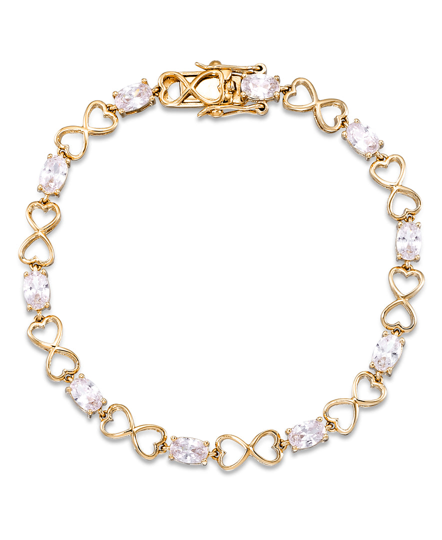 Yellow Gold Tone_CT. T.W. Simulated Diamond Double Hearts Tennis Bracelet , 7.5"_I_Heart_1